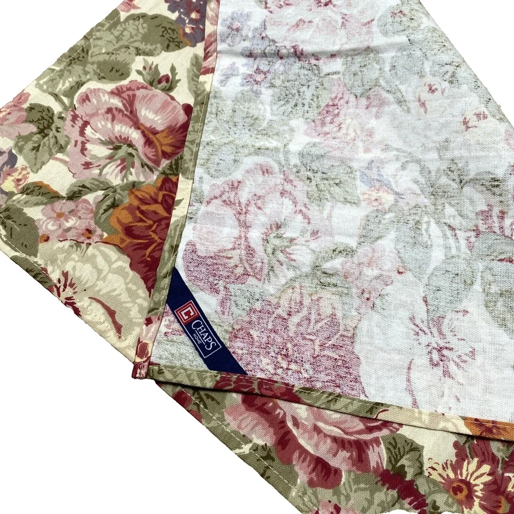 Chaps Brand Cloth Napkins Set of 4 Bold Floral Print in Yellow Pink Red Flowers